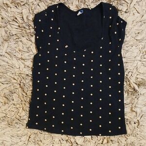 Navy Blue Old Navy Top with Tan Polka Dots